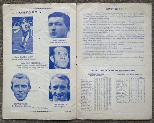 ROMFORD v WEST HAM UNITED 1962 CHELSEA 1964 Rare FRIENDLY FOOTBALL PROGRAMME Utd - Picture 4 of 8