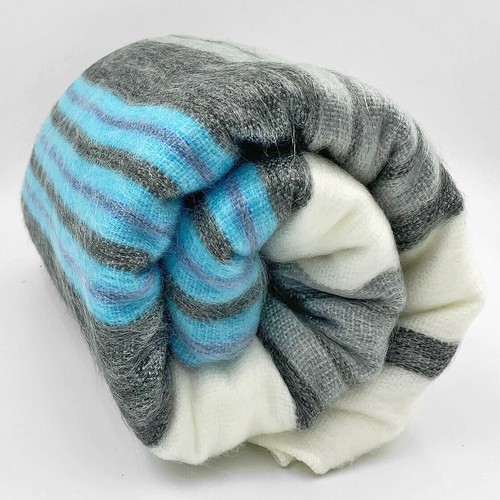 SOFT & WARM STRIPED ALPACA LLAMA WOOL BLANKET PLAID 90"x65" QUEEN - Picture 6 of 6