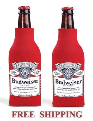 BUDWEISER BOTTLE LABEL LOGO 2 BEER SUIT COOLERS KOOZIE COOLIE HUGGIE BUD NEW