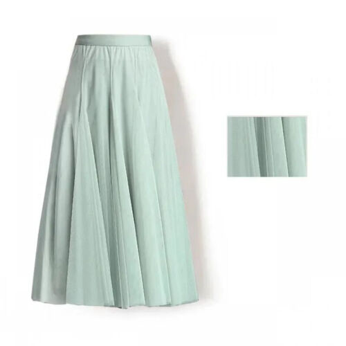 Damen Plissee Midi Rock Damen Elastisch Hohe Taille Netz Rock A-Linie Röcke - Bild 49 von 53