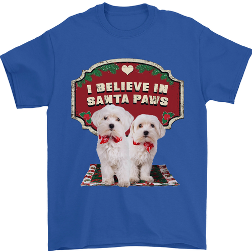 T-Shirt Natalizia Maltese Divertente Babbo Natale Paws 100% Cotone - Bild 45 von 95