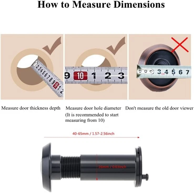 200度视图窥视孔门查看器安全窥视孔适用于1.57至2.56英寸门 — 第 2/4 张图片