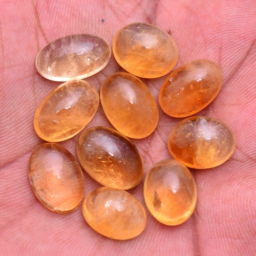 10 Pcs Natural Citrine Oval Cabochon 14.43mm-16.75mm Untreated Loose Gemstones - Picture 3 of 4
