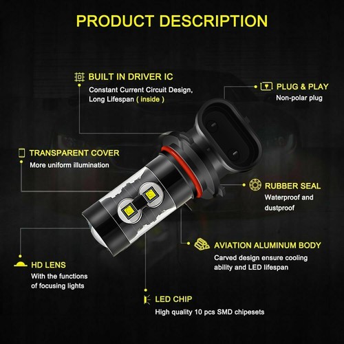 Led Headlight Hi/Lo Foglight Bulb Z8 For 2016 2017 2018 Dodge RAM 1500 2500 3500 - Imagen 16 de 18