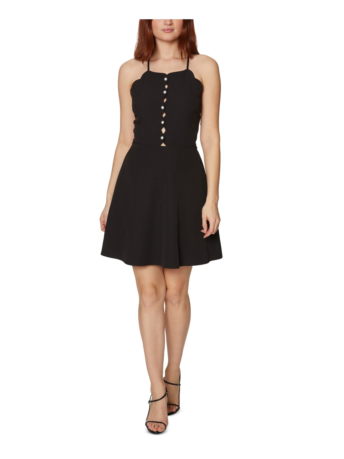 Женское черное короткое вечернее платье BETSEY JOHNSON на бретельках-спагетти + расклешенное платье-клеш 14