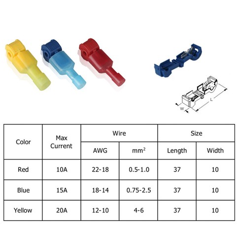 60x T-Taps Quick Splice Scotch Lock Spade Wire Terminal Connectors Crimp Cable - Picture 7 of 11
