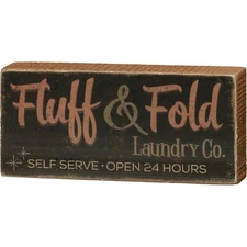 PBK Retro Fluff & Fold Laundry Co Self Serve Wood Sign