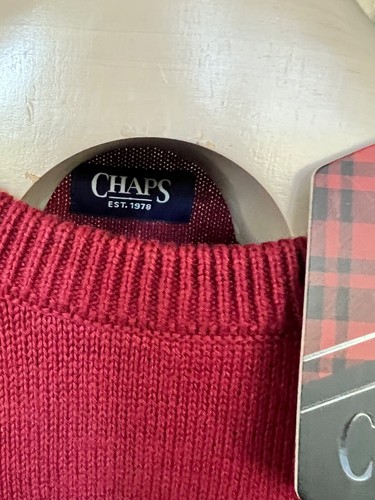 Maglione girocollo uomo CHAPS tinta unita 100% cotone TG SL mogano profondo nuovo con etichetta NUOVO - Foto 7 di 20