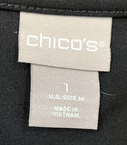 CHICO'S 1 Size Medium BLACK PEARL BUTTONS STRETCH - Picture 3 of 4