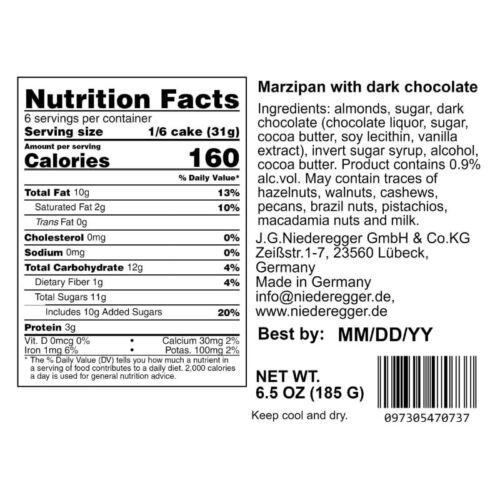 Marzipan Cake Covered with Dark Chocolate - 185G /6.5Oz. | Popular Marzipan Cake - Picture 3 of 3