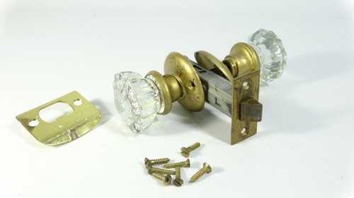 Vintage Glass Door Knob Handle Set