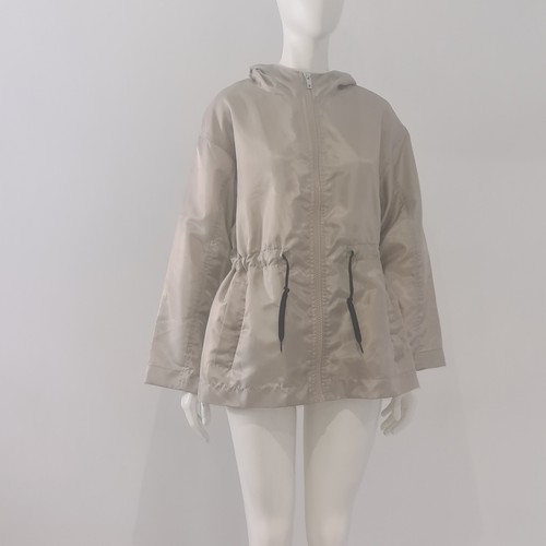 ICE PLAY Beige Windbreaker Jacket UK 12 EU 40 Hooded Spell-Out Tape Coat Cream - Picture 10 of 19
