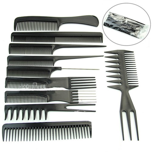 Juego de 10 peines de cepillo de peluquería de plástico para peluquería profesional - Imagen 3 de 3