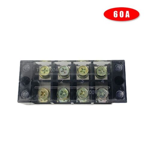 Terminal Block Row Plate Fixed Covered Screw Barrier 60A 600V 4P Connection Lug - Picture 11 of 12