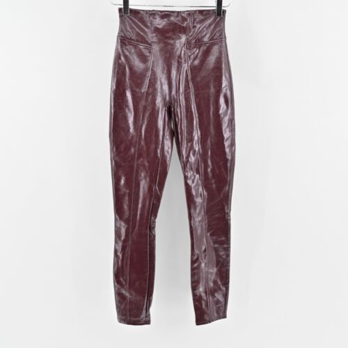 SPANX Hose Damen Größe XS Lack Kunstleder Rubin High Rise Pull On Leggings
