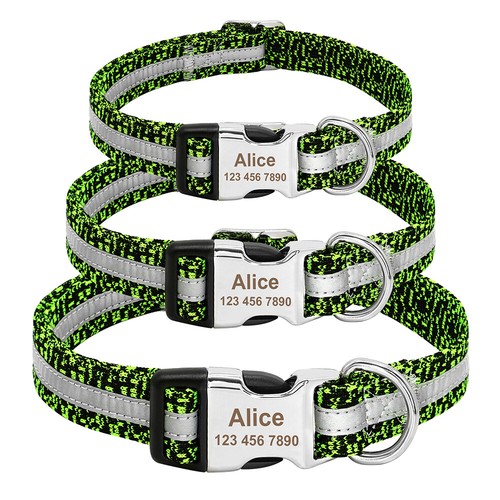Reflective Personalized Dog Collar Custom Name Phone Address Customised Engraved - Picture 6 of 20