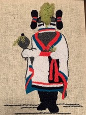 Original Native American Art Navajo Hemis God Of The Harvest Needlepoint Vint