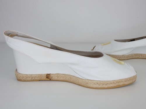 Charles Jourdan Espadrilles White Leather Platform Peep Toe Slingback EU 39 UK 6 - Picture 6 of 22