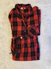 Victoria  s Secret Red Plaid Pajama Set Womens Size Small 2 Piece Pajamas Pjs