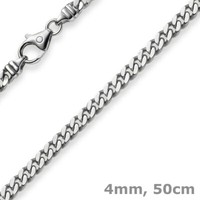 4Mm Panzerkette Kette Collier Aus 750 Gold WeißGold, Goldkette, 50Cm, Herren