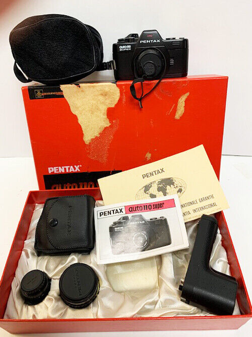 Rare Pentax Auto 110 Super Small Camera with 3 Lens Winder Rare Pentax Auto 110 Super Small Camera with 3 Lens Winder
