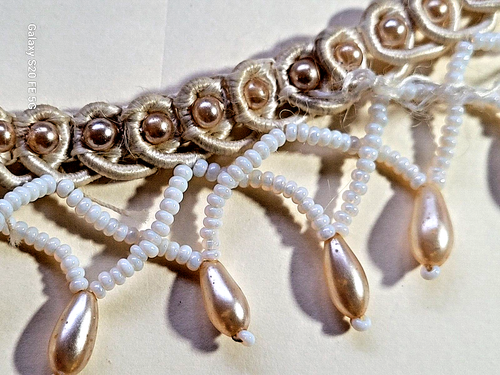 20" Faux Pearl Braided Beaded Teardrop Fringe Embellishment DUI-New-1990's -NYC - Picture 3 of 4