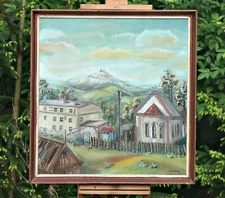 W.ZWOLIŃSKI 1988 - landscape from Sniezka, Karkonosze Mountains, oil painting