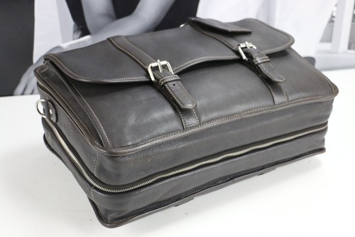 Vintage Leather LEVENGER Bomber Jacket Expandable Travel Briefcase Bags Mens - Picture 8 of 12