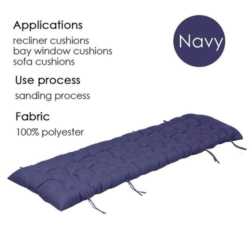 Breathable Rectangular Chaise Lounger Cushion – Navy 61'' for Outdoor Relaxation - Picture 4 of 9