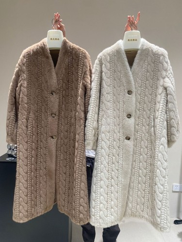Winter Thickened Womens Long Knitted Faux Mink Fur Cardigan Fur Coat V-neck Coat - Bild 12 von 29