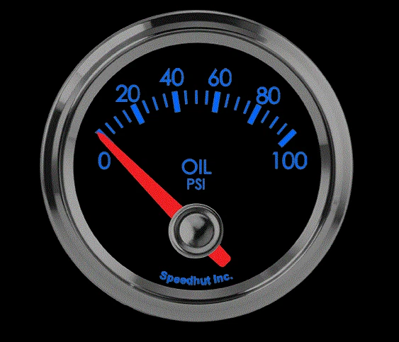 Speedhut 2-1/16" (52mm) Oil 0-100psi 90 Degree White Face/Numbers Glow Blue - Image 2 of 4