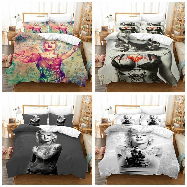 3D Marilyn Monroe Kissing Quilt Cover Sets Duvet Cover Bedding Set Pillow Case