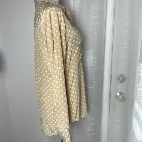 EQUIPMENT Beige Polka Dot 100% Silk Button Down Slim Signature Shirt Size Small - Picture 9 of 14