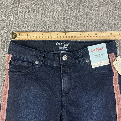 Cat And Jack Girls Super Skinny Adjustable Waist Denim Jeans Size 14 - Picture 15 of 15