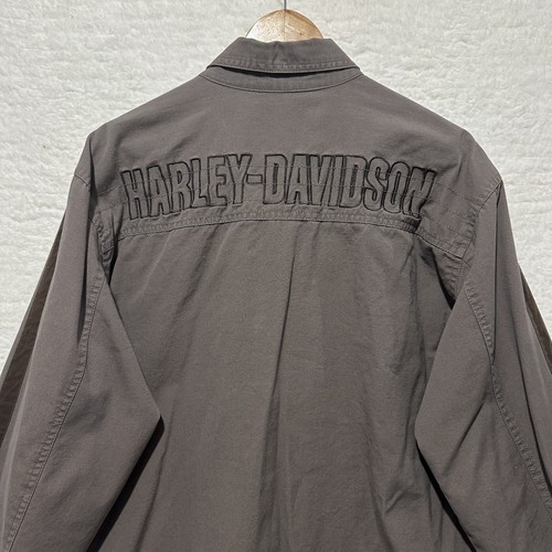 HARLEY-DAVIDSON Men's Brown/Taupe Snap Button Down Canvas Jacket Size TALL XL - Picture 7 of 12