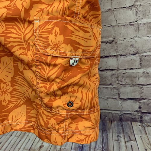 Lands End Swim Trunks Mens Large Orange Floral Drawstring Waist Mesh Lined - Bild 9 von 12