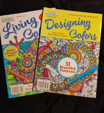 Creative Expressions Adult Coloring Book Living Colors Designing Colors lot of 2