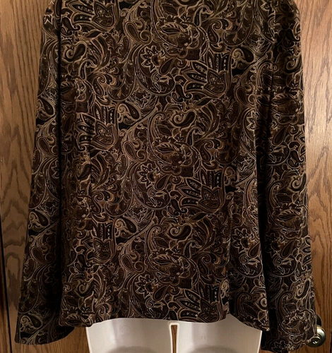 Briggs New York Shirt Jacket Zip Front Brown Paisley Print Women's Size 16 - Picture 8 of 10
