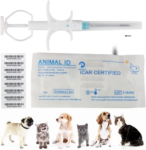 1, 2, 5 Pack Microchips 1.4x8mm Pet Mini Chip RFID ID TAG Animal Dog Cat Hamster - Picture 2 of 5