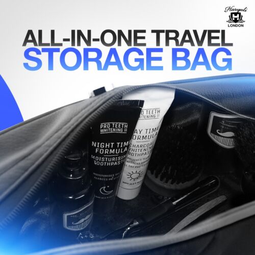 Borsa da viaggio unisex nera per toilette trucco toelettatura accessori cosmetici borsa per lavaggio - Foto 6 di 8
