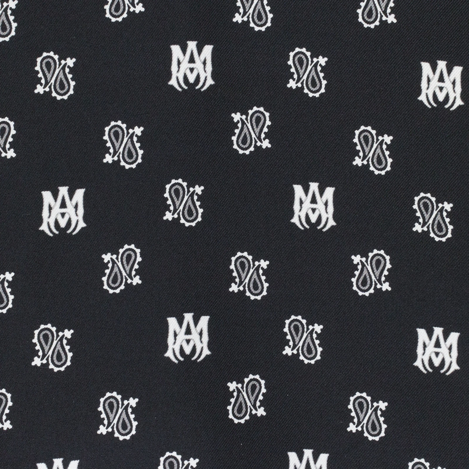 CAMICIE ELEGANTI NUOVE CON ETICHETTE AMIRI MA LOGO RIPETIZIONE MANICA LUNGA CAMP NERO BIANCO TAGLIA XL $1190