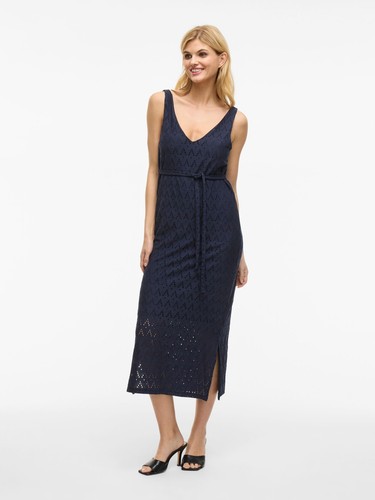 Vestido de mujer elegante con escote en V y estampado geometrico - Imagen 3 de 22