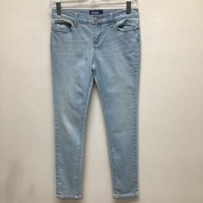 Old Navy Girls Super Skinny Jeans Blue Pockets Stretch Light Wash Zip Denim 12