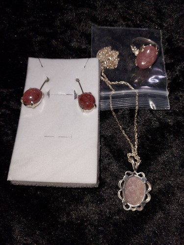 Brazilian Rhodonite Jewelry ( Complete Set in Sterling Silver) - Picture 8 of 9