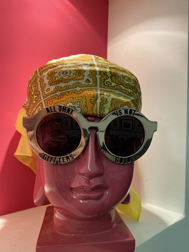 HOUSE OF HOLLAND On A Metal Sonnenbrille Gold Schwarz Glitzer Schirme Neu - Bild 9 von 11