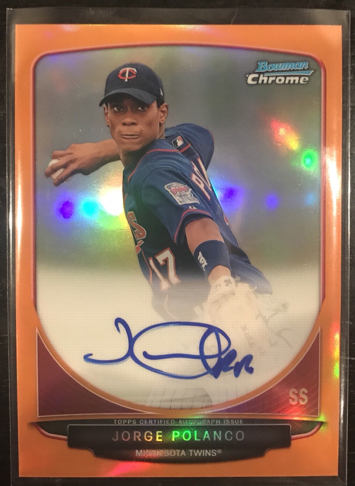 2013 Bowman Chrome Jorge Polanco Auto Orange Refractor Autograph RC /25 Rookie