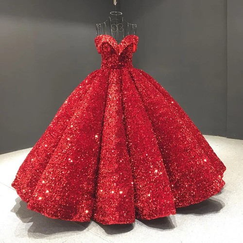 Sweete 15 Quinceanera Dresses Off Shoulder Sparkly Sequined Princess Customized - Picture 7 of 10
