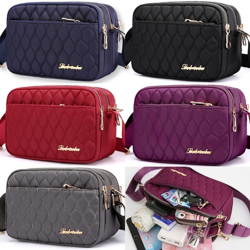 Women Casual Quilted Zipper Shoulder Crossbody Waterproof Bag Phone Wallet Purse