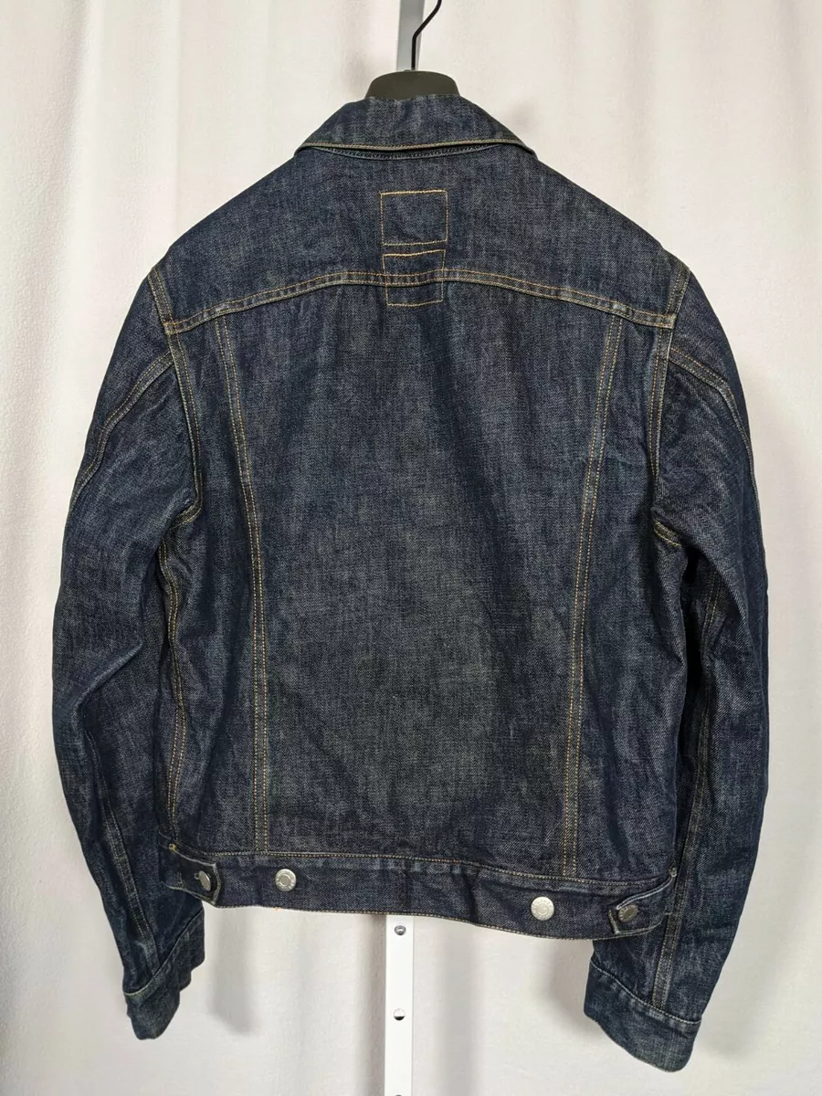 Helmut Lang Vintage Classic Raw Denim Indigo Trucker Jacket Italy 46