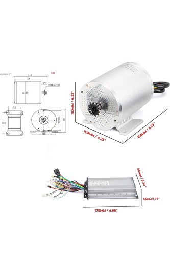 Motor Eléctrico 3000W 48-72VDC Go Kart Motor Eléctrico Kit con Acelerador IP33 - Imagen 2 de 12